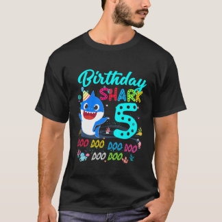T-shirt Good Shark 5th Birthday Boys Girls 5 Year Old