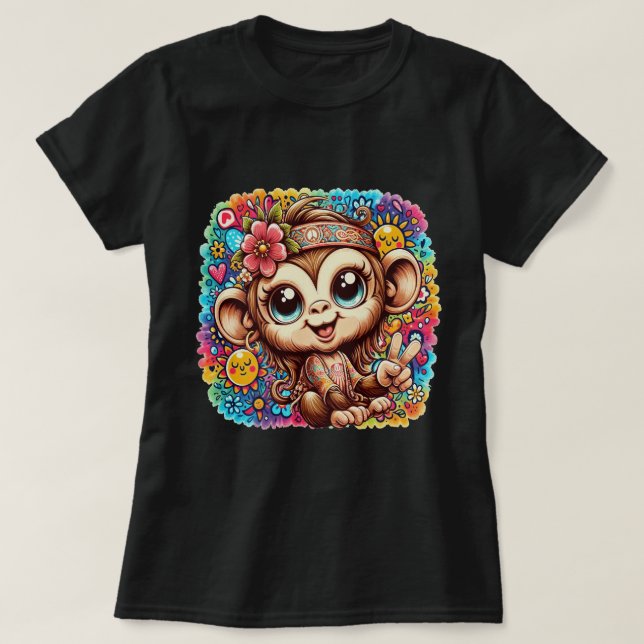 T-shirt Good Vibes Peace Monkey Women's Tee (Design devant)