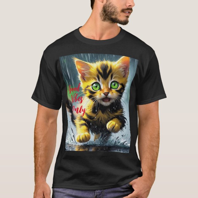 T-shirt Good Vibes seulement : Chat dans la pluie (Devant)