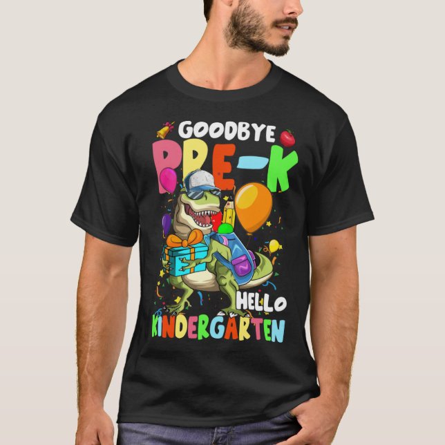 T-shirt Goodbye Pre K Hello Kindergarten Dinosaur Boys Gir (Devant)