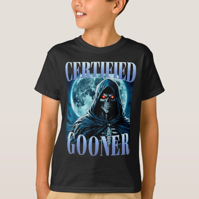 T-shirt Goon Funny Gooning Meme Skeleton Certified Gooner  (Devant)