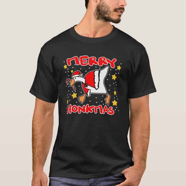 T-shirt Goose Meurtre Sucre de canne Mème Joyeux Honkmas N (Devant)