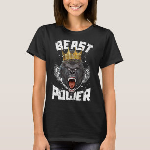 T-shirt Gorilla Beast Power Motivation Bodybuilding Gym Wo