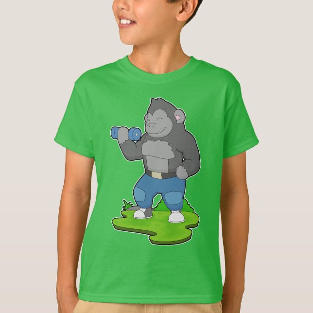 T-shirt Gorilla Bodybuilder Dumbbell Bodybuilding (Devant)