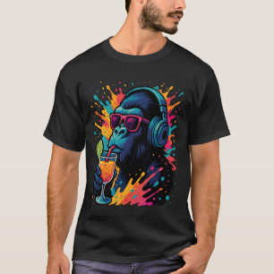 T-shirt Gorilla Cool - Singe Animal Tropical Cocktail Hea