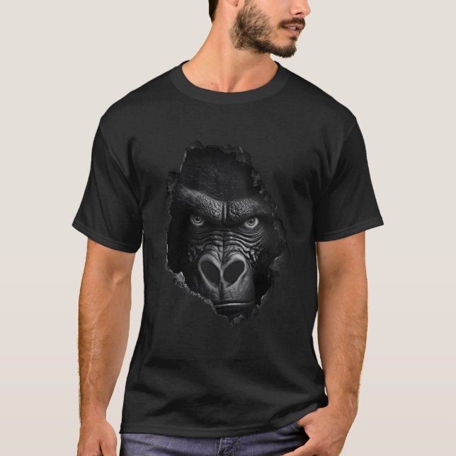 T-shirt Gorilla Face Wall Animal Print Animal Gorilla (Devant)