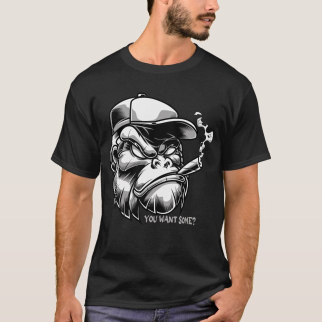 T-shirt Gorilla Fumer Du Cigar - Vous En Voulez ? Vêtement (Devant)