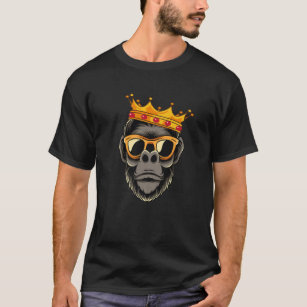 T-shirt Gorilla King Avec Couronne Argent Fou Fou Gori