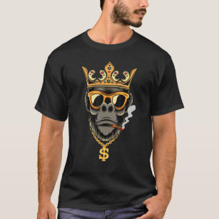 T-shirt Gorilla King Avec Couronne Argent Fou Fou Gori