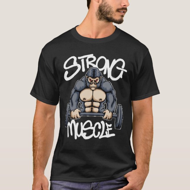 T-shirt Gorilla Lifting Weights streetwear  (Devant)