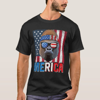 T-shirt Gorilla Merica 4 juillet Américain Gorille Singe P