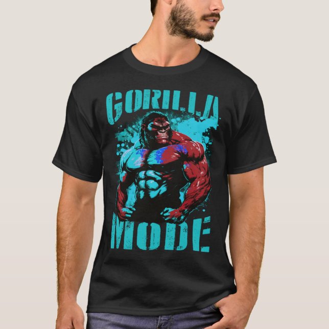 T-shirt Gorilla Mode Motivation Quote Beast Muscles Gym Wo (Devant)
