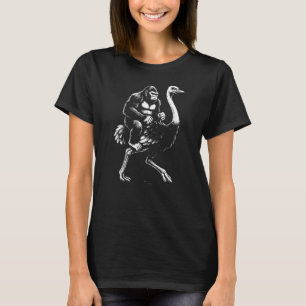 T-shirt Gorilla Riding a Ostrich Illustration