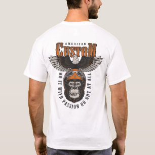 T-shirt Gorille Américain Motocyclette Motard Vintage Aigl