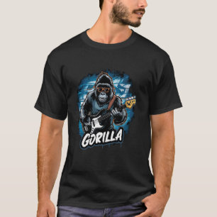 T-shirt Gorille Jouant de la Guitare Basse Animal