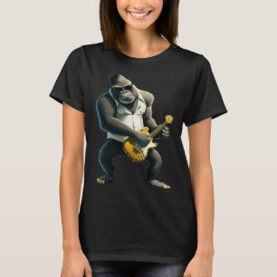 T-shirt Gorille Jouer Guitare Électrique Animal Singe Gu