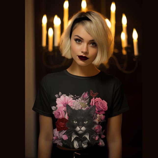 T-shirt Goth Rock Chat Rose Dark Moody mais mignon (Créateur téléchargé)