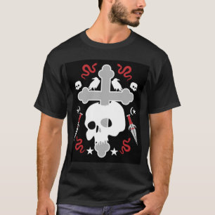 T-shirt Goth Sous-Culture Crâne et art croisé