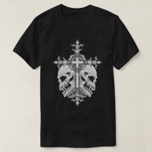 T-shirt Gothic Cross with Skulls