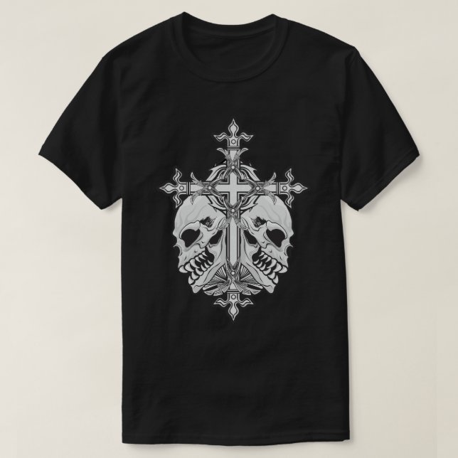 T-shirt Gothic Cross with Skulls (Design devant)