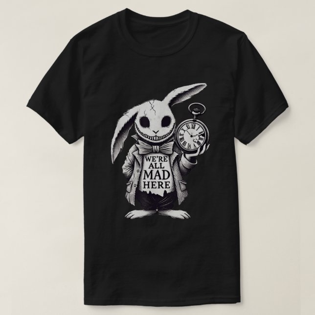 T-shirt Gothic Rabbit Mad Wonderland Dark Fantasy Art (Design devant)