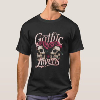 T-shirt Gothique Amateurs de crâne foncé Rose occulte Goth