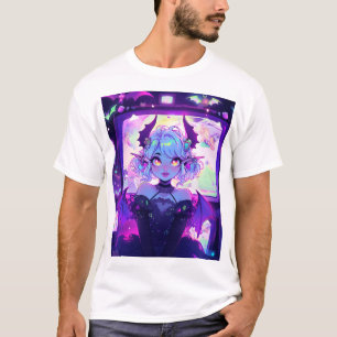 T-shirt Gothique Cyberpunk Demon Imaginaire Anime Girl