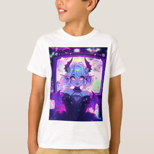 T-shirt Gothique Cyberpunk Demon Imaginaire Anime Girl