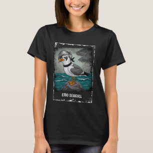 T-shirt Gothique Emo Seagull Dark and Edgy Melancholic Vib