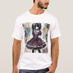 T-shirt Gothique Maiden dans Tartan Elégance