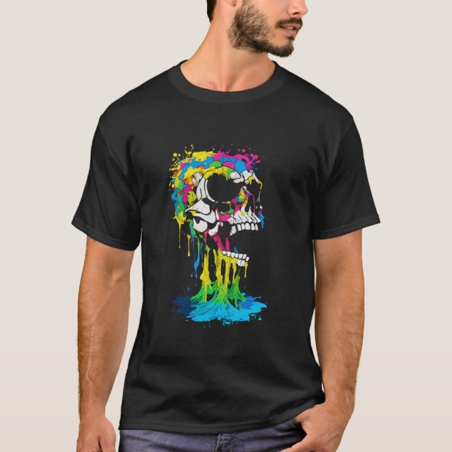 T-shirt Gothique Squelette Skull Déchets Peinture Weirdcor (Devant)