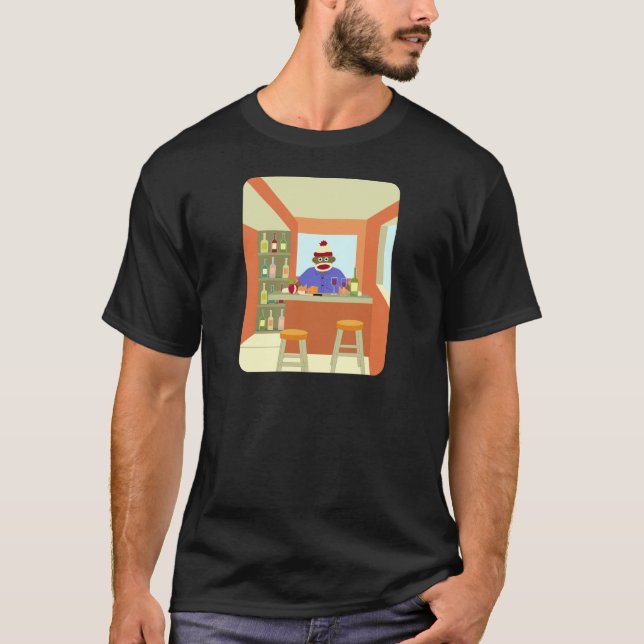 T-shirt Goûteur de vin de singe de chaussette (Devant)