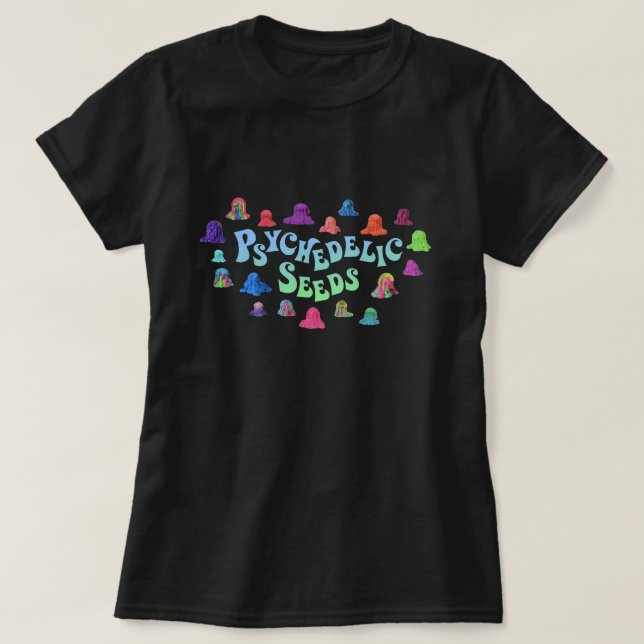 T-shirt Gouttes psychédéliques par Bex Ilsley (le noir des (Design devant)