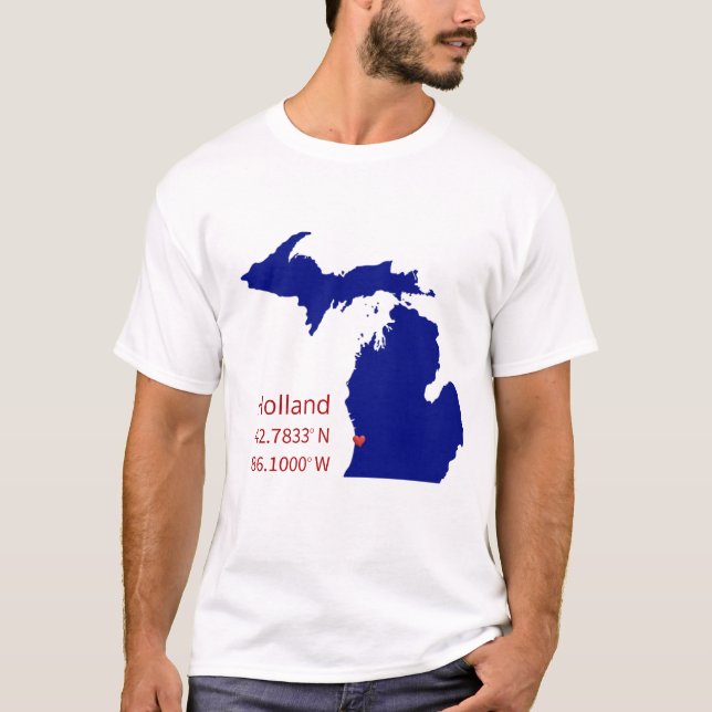 T-shirt GPS Coordinates of Holland Michigan (Devant)