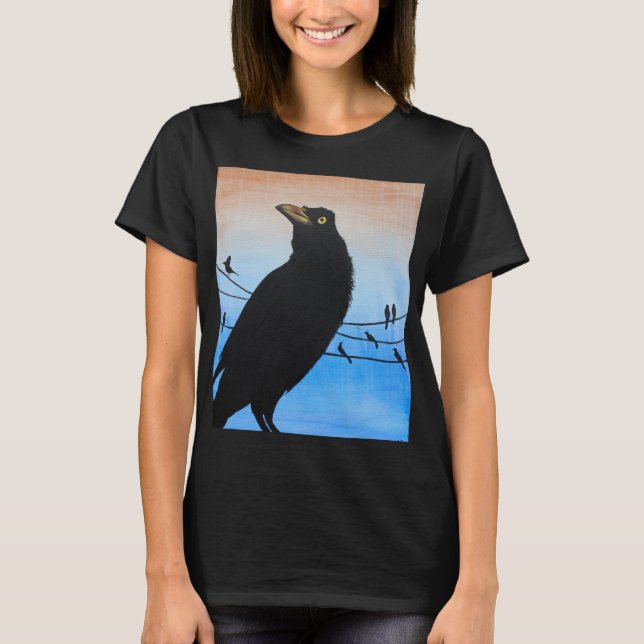 T-shirt Grackle Austin Texas Bird Nature Peinture de la fa (Devant)