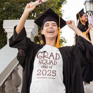 T-shirt Grad Squad Classe de 2025 Nom Graduation