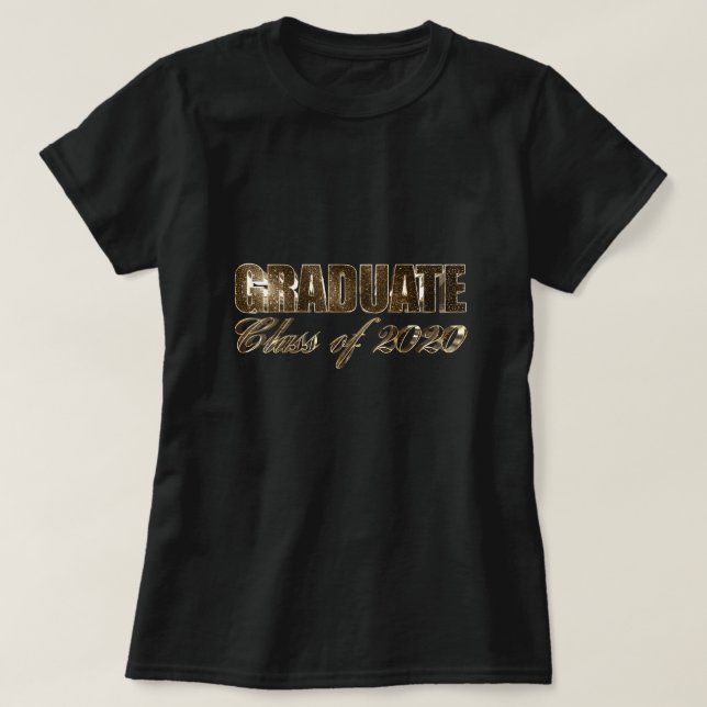 T-shirt Graduate Class of 2020 Elegant Black and Gold Text (Design devant)