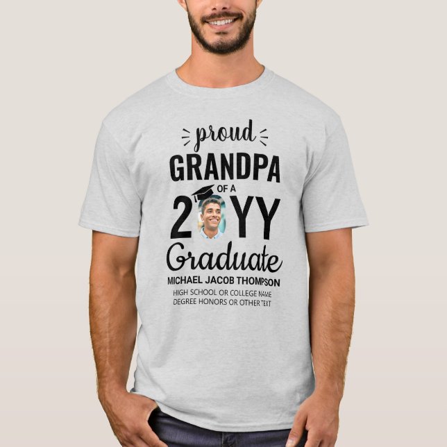 T-shirt Graduate Photo Graduate Classe Année Fier Grand-pè (Devant)