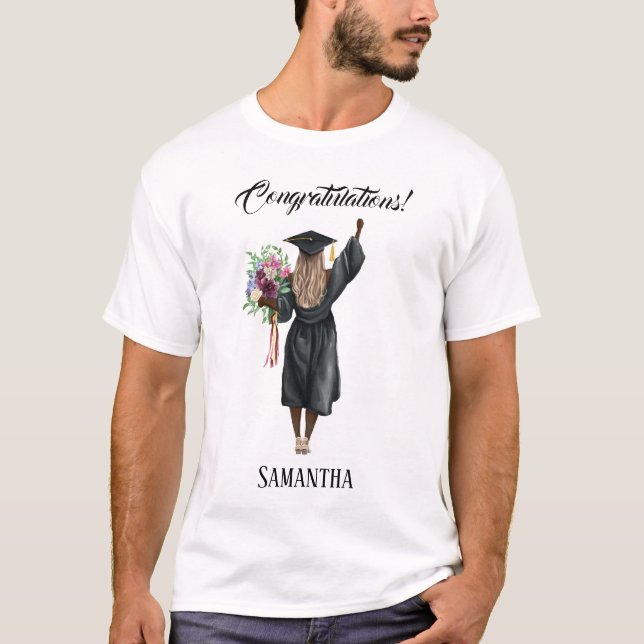 T-shirt Graduation de l'aquarelle personnalisée (7) (Devant)
