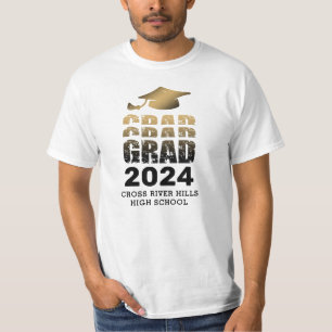 T-shirt Graduation moderne GRAD Année Black Gold
