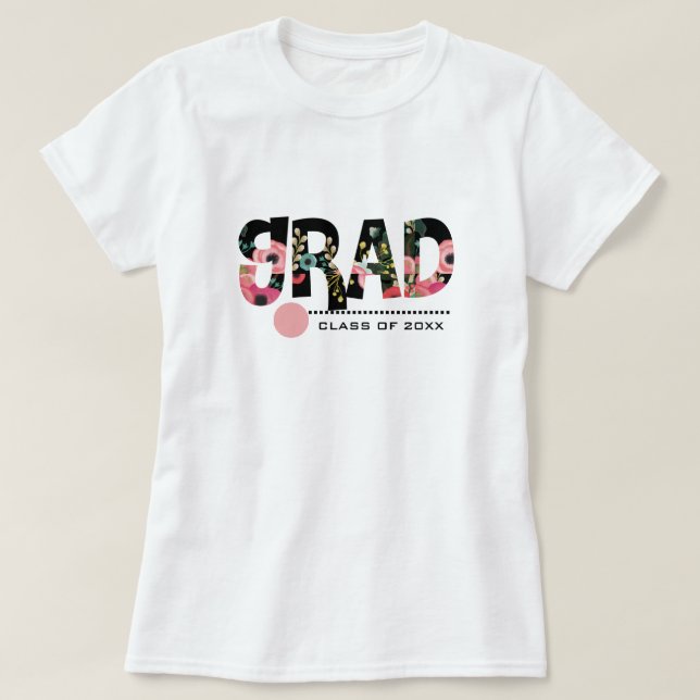 T-shirt Graduation personnalisée du texte de modèle floral (Design devant)