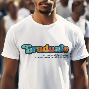 T-shirt Gradué super rétro coloré avec nom