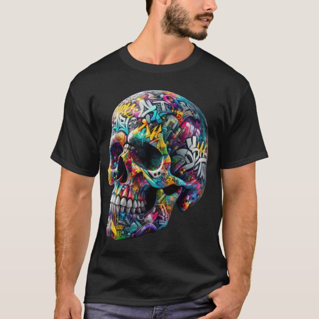 T-shirt Graffiti Art Skull (Devant)