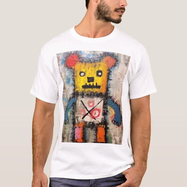 T-shirt Graffiti Bear Brushstroke painting art  (Devant)
