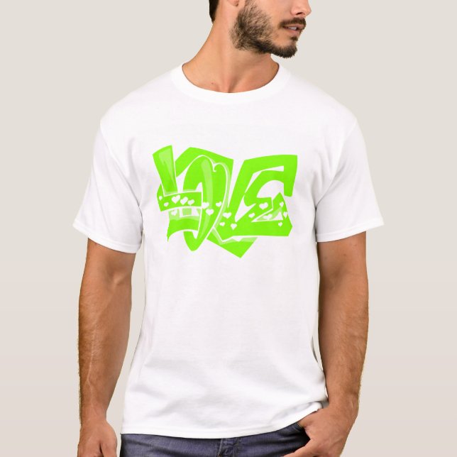 T-shirt Graffiti Chartreuse, Neon Green Love (Devant)