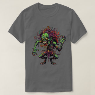 T-Shirt graffiti d'horreur de crâne de zombie grun