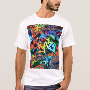 T-shirt Graffiti lumineux, design graphique urbain.