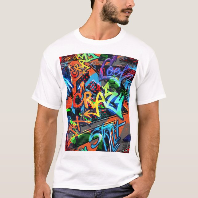 T-shirt Graffiti lumineux, design graphique urbain. (Devant)