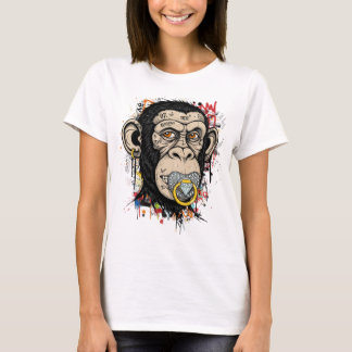 T-shirt Graffiti Monkey Visage Art - Style Rue Abstrait