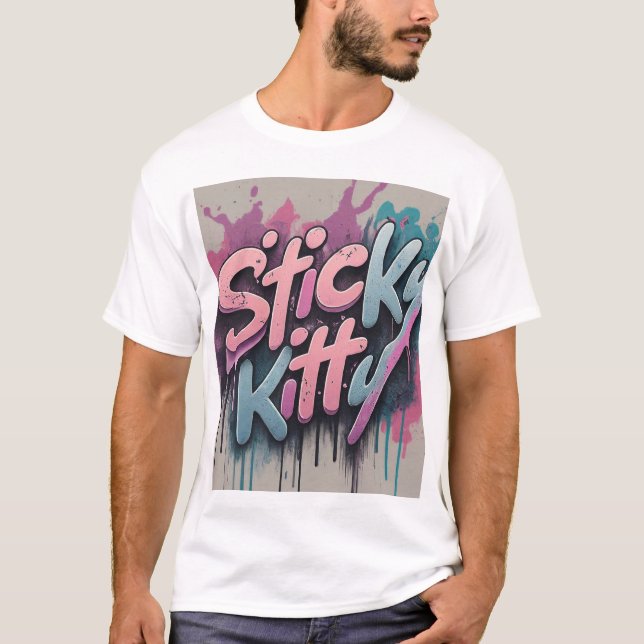 T-shirt Graffiti Sticky Kitty (Devant)